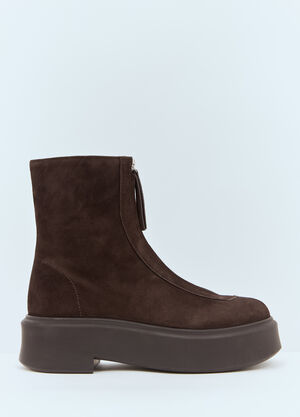 The Row Suede Zipped Boots Brown row0258023