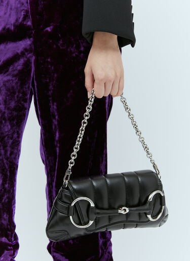 GG Horsebit Chain Small Shoulder Bag Gucci GG Horsebit Chain Small Shoulder Bag Black guc0254055