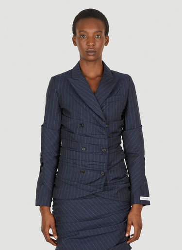 Lourdes Pinstripe Ruched Blazer Blue lou0249008