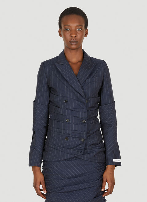 Lourdes Pinstripe Ruched Blazer Light Blue lou0249005