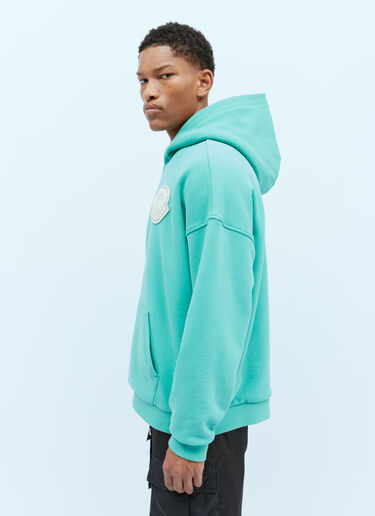 Moncler x Pharrell Williams 로고 패치 후드 스웨트셔츠 블루 mpw0354007