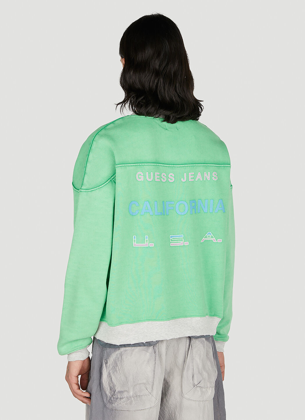 Guess USA Men s Vintage Logo Sweatshirt in Green LN CC