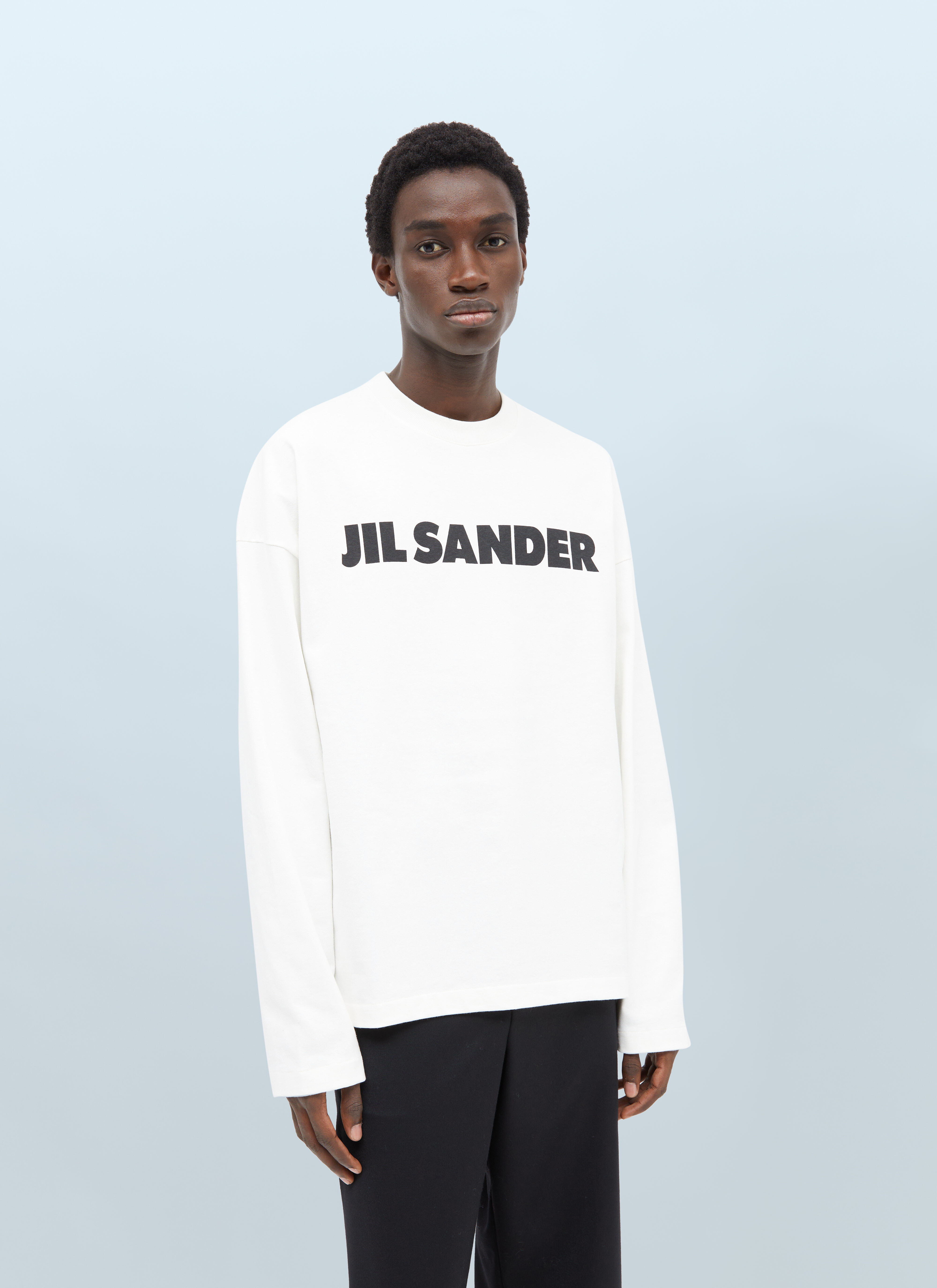 Jil Sander Logo Print Long Sleeve T-Shirt White jil0155008
