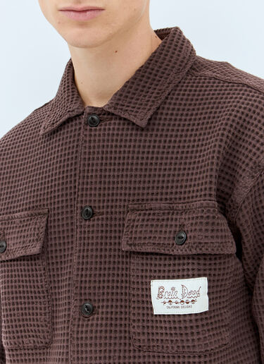 Brain Dead Waffle Button-Down Shirt Brown bra0158001
