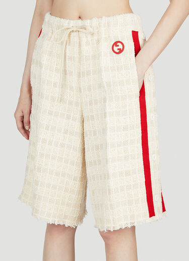 Gucci Interlocking G Tweed Bermuda Shorts Cream guc0253061