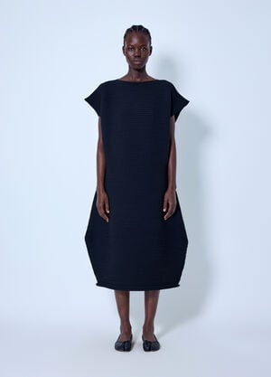 Pleats Please Issey Miyake Zig Zag Knit Dress Black plp0266028