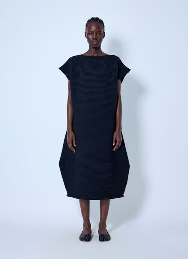 LN-CC® - Pleats Please Issey Miyake: Zig Zag Knit Dress - Black Pleats Please Issey Miyake Zig Zag Knit Dress Black plp0266028