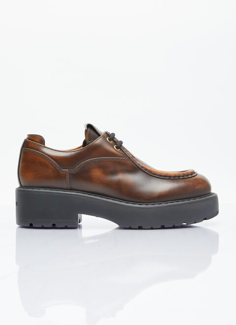 Gucci Laced Fumé Leather Shoes Brown guc0255063