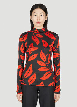 Meryll Rogge Leaf Print Top Red mrl0252006