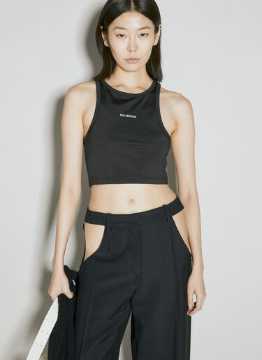 ロゴプリント ストレッチジャージー クロップレーサートップス Han Kjøbenhavn ロゴプリント ストレッチジャージー クロップレーサートップス ブラック han0254006
