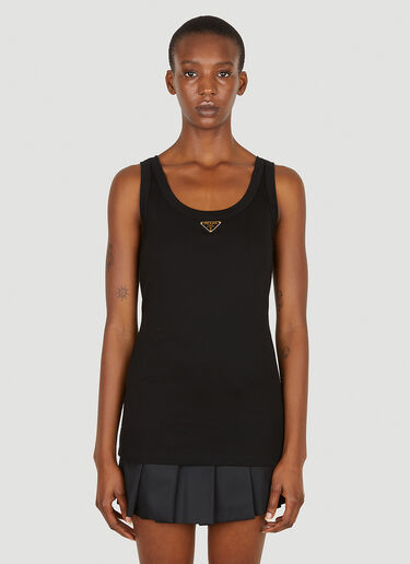 Prada Logo Plaque Tank Top Black pra0251008