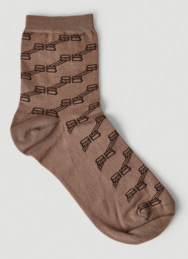Balenciaga Monogram Socks Brown bal0251022