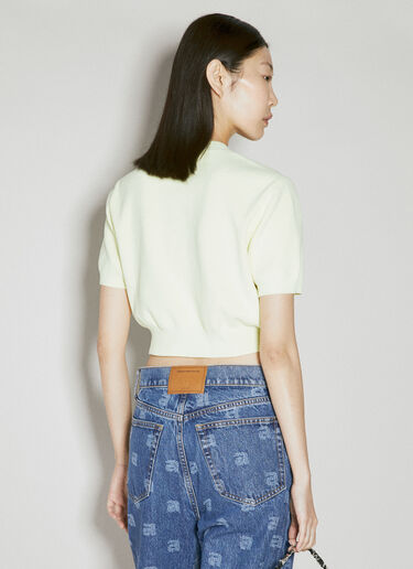 엠보싱 로고 크롭 골지 티셔츠 Alexander Wang 엠보싱 로고 크롭 골지 티셔츠 옐로우 awg0253062