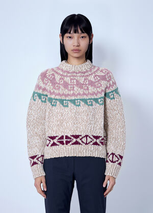 Moncler Grenoble Geometric Jacquard Wool Blend Jumper Beige mog0265013