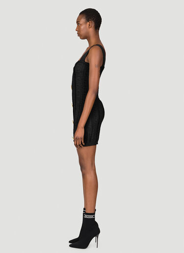 Monogram Mesh Knit Mini Dress Balmain Monogram Mesh Knit Mini Dress Black bln0253011