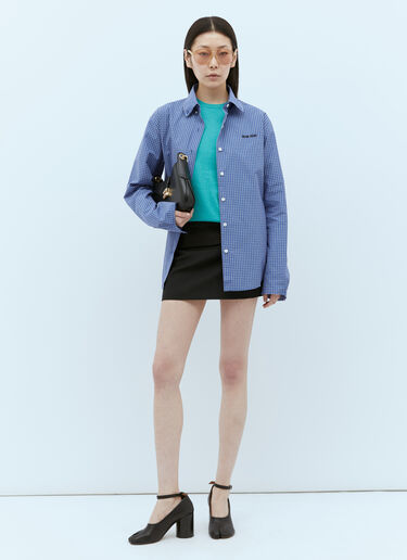 Miu Miu Cashmere Short-Sleeve Sweater Blue miu0254081