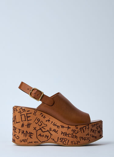 Chloé Maxime Wedge Sandals Brown chl0260018