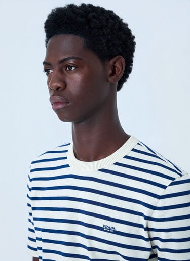 Prada Striped Crewneck T-Shirt Beige pra0164023