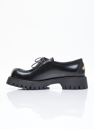 Gucci Bee Leather Lace-Up Shoes Black guc0255064