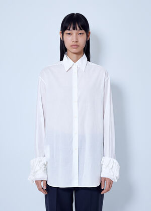 Jil Sander Cotton Shirt with Decoratively Finished Cuffs White jil0266003