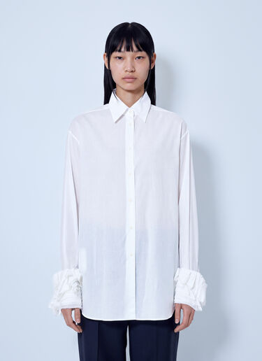 Jil Sander Cotton Shirt with Decoratively Finished Cuffs White jil0266003