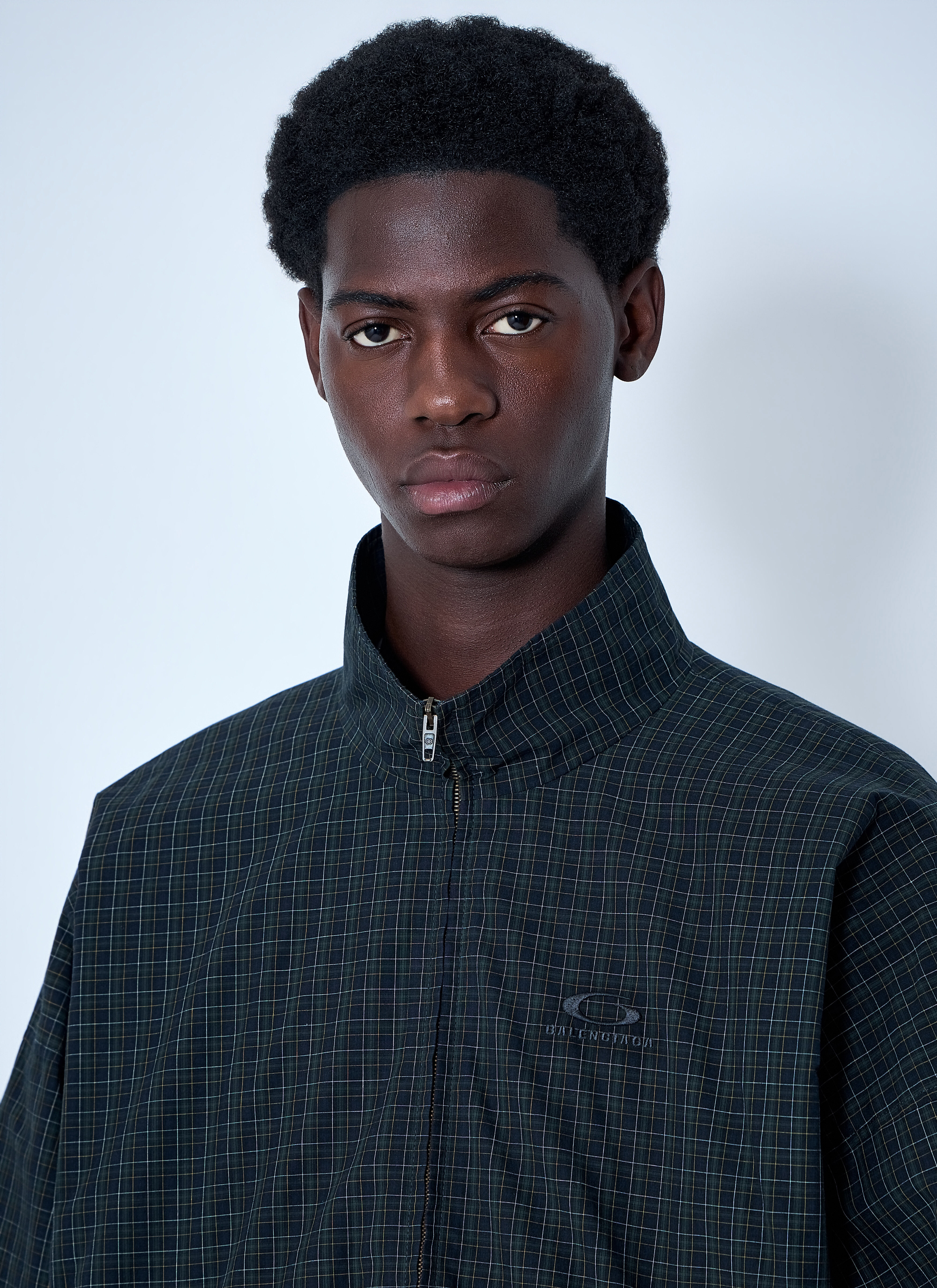 Balenciaga Men's' Checked Zip Jacket in Navy | LN-CC®