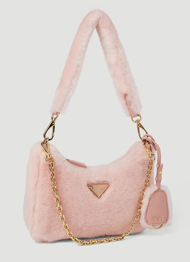 Prada Shearling Mini Shoulder Bag Pink pra0251021