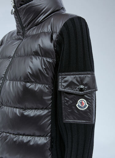 LN-CC® - Moncler: Padded Wool Cardigan - Black Moncler Padded Wool Cardigan Black mon0254043