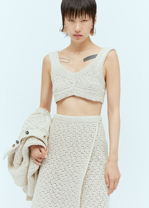 Bottega Veneta テクスチャー ニットクロップトップ ベージュ bov0256031