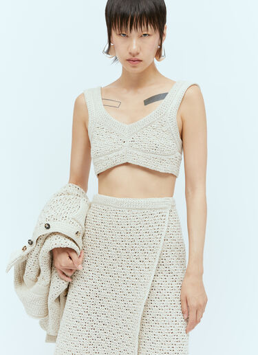 Bottega Veneta Textured Knit Crop Top Beige bov0256031