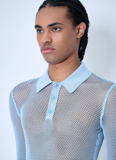 Gucci Embossed Technical Mesh Polo Top Light Blue guc0160005