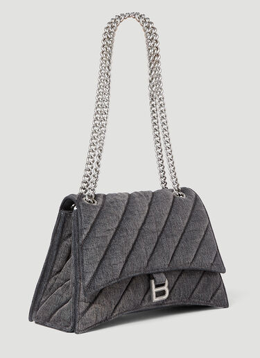 Balenciaga Crush Chain Denim Shoulder Bag Grey bal0253038
