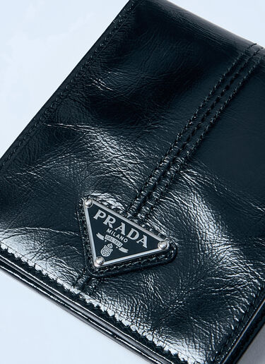Prada Logo Plaque Leather Wallet Black pra0159044