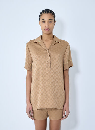Gucci GG 缎面衬衫  棕色 guc0259026