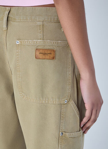 Alexander Wang Frayed Hem Denim Shorts Beige awg0264012