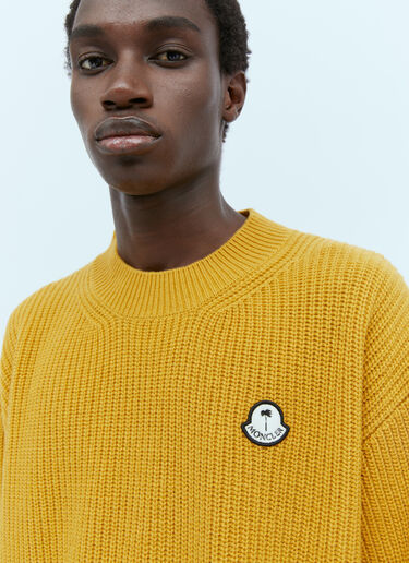 Moncler x Palm Angels 徽标贴饰羊毛针织衫 黄色 mpa0355014