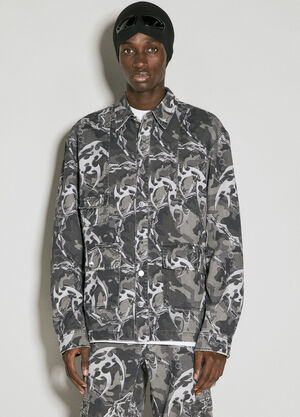 Jil Sander Camo Printed Utility Shirt Black jil0153003