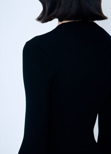 Jean Paul Gaultier Rib Sweater With Transparent Panels Black jpg0259013