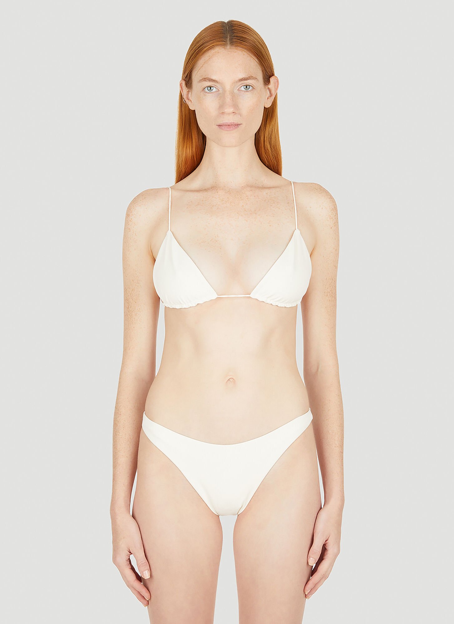 Ziah Fine Strap Triangle Bikini Top In White