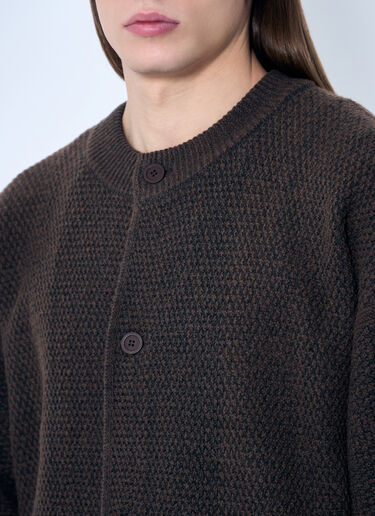 Homme Plissé Issey Miyake Rustic Knit Cardigan Brown hmp0159005