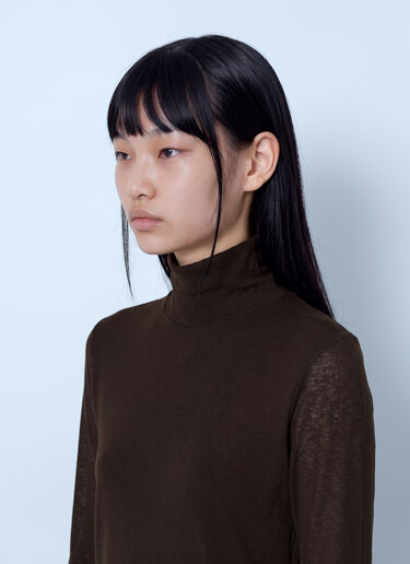 GANNI Marl Mesh Turtleneck Brown gan0266009