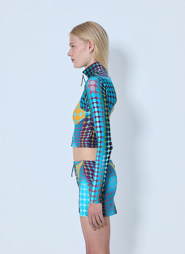 Jean Paul Gaultier Re-Edition Cropped Zip-Up Long Sleeve Top Blue jpg0264018
