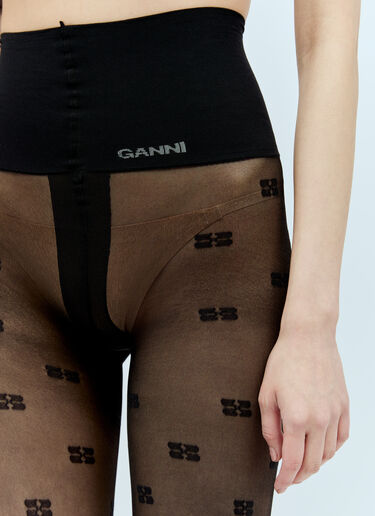 GANNI Butterfly Lace Tights Black gan0255075