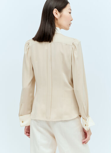 Max Mara Bow-Tie Silk Shirt Beige max0255016