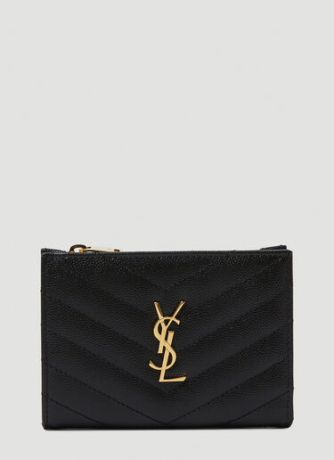 Saint Laurent Quilted Logo Plaque Wallet Black sla0249190