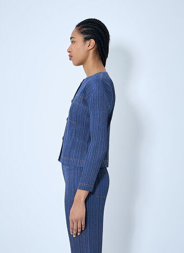 Pleats Please Issey Miyake Pleated Button-Down Top Blue plp0260012