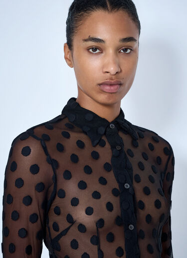 Dries Van Noten Polka-Dot Cotton-Blend Tulle Shirt Black dvn0264022