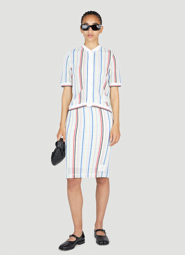 Thom Browne Striped Midi Skirt White thb0252010