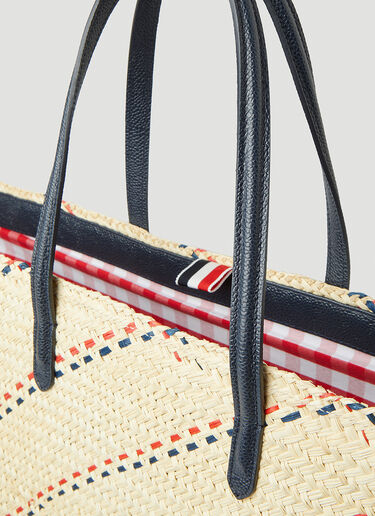 Thom Browne Striped Straw Tote Bag Beige thb0248013