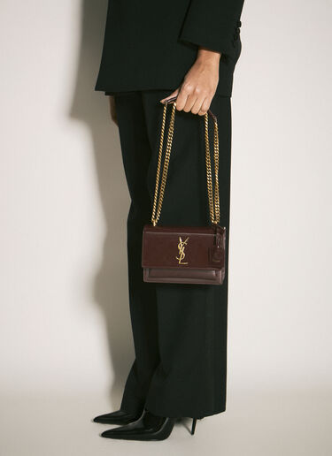 Saint Laurent Sunset 小号单肩包 酒红色 sla0258039